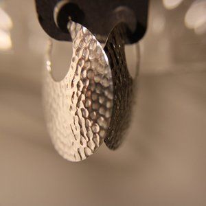 Bold and Beautiful Sterling Silver Stud Hoop Earrings - Hammered Texture